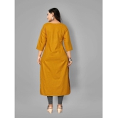 RIAANA - Mustard Cotton Blend Women's Straight Kurti ( Pack of 1 ) - None