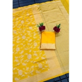 A TO Z CART Banarasi Silk Embellished Saree With Blouse Piece - Yellow ( Pack of 1 ) - Yellow