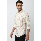 Men Cream Super Slim Fit Check Full Sleeves Casual Shirt