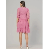 JC4U Crepe Embroidered Knee Length Womens Fit & Flare Dress - Pink ( Pack of 1 ) - None