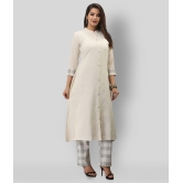 MAUKA - White Front Slit Cotton Womens Stitched Salwar Suit ( Pack of 1 ) - 3XL