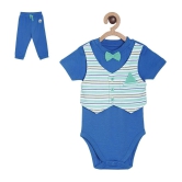 miniklub Blue Cotton Baby Boy Bodysuit & Jogger Set ( Pack of 2 ) - None