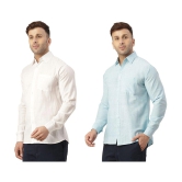 KLOSET By RIAG 100% Cotton Regular Fit Solids Full Sleeves Men's Casual Shirt - Light Blue ( Pack of 2 ) - None