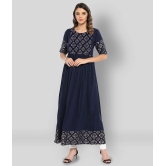 Janasya - Blue Crepe Womens Flared Kurti ( Pack of 1 ) - XL