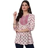 Antaran Cotton Printed Straight Womens Kurti - Off White ( Pack of 1 ) - None