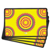 Indigifts Table Mats for Dinning Table 4 Piece 12X18 Inches - Yellow Designer Dining Placemats 4 Seater