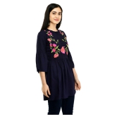 SAAKAA - Navy Rayon Women's Empire Top ( Pack of 1 ) - S