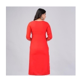 MAUKA Rayon Embroidered Straight Womens Kurti - Red ( Pack of 1 ) - None