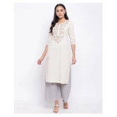 Vbuyz - Off White Cotton Womens Straight Kurti ( Pack of 1 ) - XXL