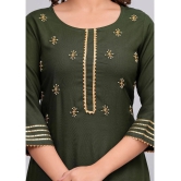 MAUKA Rayon Embroidered Straight Womens Kurti - Green ( Pack of 1 ) - None