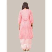 Pravia Lucknowi Chikankari Printed Long Kurti Palazzo Set for Women Girls