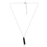 Black Stainless Steel Vertical Bar Pendant adjustable Necklace chain-Free Size