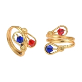 AanyaCentric Gold Plated 3 Pair Toe Rings - Golden