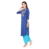 Alena - Blue Rayon Women''s Straight Kurti - XL