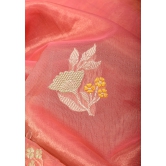 Salmon Pink Tissue Organza Banarasi Pure Silk Saree with Meenakari Buttas | SILK MARK CERTIFIED