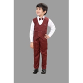 DKGF Fashion - Maroon Cotton Blend Boys Shirt & Pants ( Pack of 1 ) - None