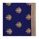 Om Shantam Sarees - Navy Blue Silk Blend Saree With Blouse Piece ( Pack of 1 ) - Navy Blue