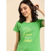 Women Green Printed Boyfriend T-shirt(Cotton)-XL