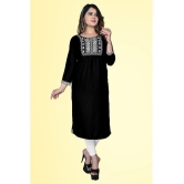 haya fashion - Black Rayon Women's Straight Kurti ( Pack of 1 ) - None