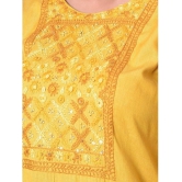 Dollar Missy Cotton Blend Embroidered Straight Womens Kurti - Yellow ( Pack of 1 ) - None