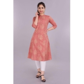 Glorious - Peach Cotton Blend Women's Front Slit Kurti ( Pack of 1 ) - S