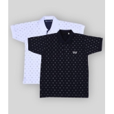 Neuvin White and Black Printed Cotton Polo T Shirts for Boys Pack of 2 - None