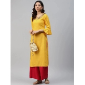 JC4U - Yellow Rayon Womens Straight Kurti ( Pack of 1 ) - None