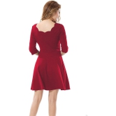 Addyvero - Red Cotton Lycra Womens Fit And Flare Dress ( Pack of 1 ) - None