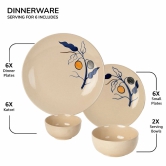 Handcrafted Stoneware Reactive Glaze Ceramic Dinner Set, 20 Pieces Serving for 6, Microwave and Dishwasher Safe, Bone-ash Free, Crockery Set for Dining and Gifting, Feather White