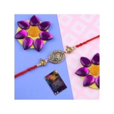 Stylish Bhaiya Rakhi  BRO Designer Pendent With Designer Look OM Rakhi Combo For Bhaiya With Roli Chawal And Greeting Card 1 Kankawati Pooja Thali - None