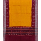 Yellow Red Sambalpuri Handwoven Single Ikat Cotton Dupatta