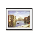 View of the Grand Canal, Venice.In the Background S. Maria della Salute by P. C. Skovgaard Landscape Art-A4 / Museum Canvas Print / Black Frame