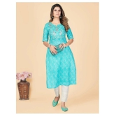 Vbuyz - Blue Cotton Blend Womens Straight Kurti ( Pack of 1 ) - L