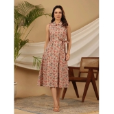 Juniper Cotton Printed Midi Womens A-line Dress - Peach ( Pack of 1 ) - None