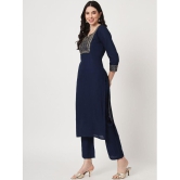 AMIRA'S INDIAN ETHNICWEAR - Navy Blue Straight Rayon Women's Stitched Salwar Suit ( Pack of 1 ) - None