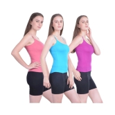 Dollar Missy Womes Multicolor Cotton Camisole Pack of 3 - None