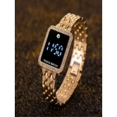 Rhonium Rose Gold Metal Digital Womens Watch