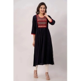 Kapadia - Black Rayon Womens Straight Kurti ( Pack of 1 ) - None