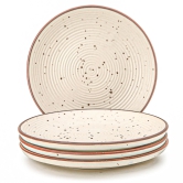 Reactive Handpainted Premium Ceramic 4 Small Plates | Quarter Plates | Stoneware | Microwave and Dishwasher Safe | Pack of 4 | Beige