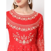 Kbz - Red Rayon Women's Flared Kurti ( Pack of 1 ) - None