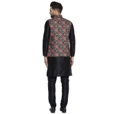 Banity Bey Mens Silk Blend Black Kurta Pajama with Designer Ethnic Nehru Jacket/Modi Jacket/Waistcoat