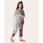 Designer Cotton Print Work Kid Top Bottom With Dupatta Purple-Purple / 13 - 14 Years