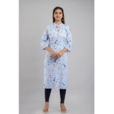 MAUKA - Light Blue Rayon Women''s Straight Kurti ( Pack of 1 ) - None