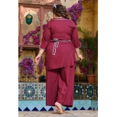 PrettyPlus by Desinoor.com Burgundy Solid Palazzo Top Set - None