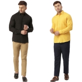 KLOSET By RIAG 100% Cotton Regular Fit Solids Full Sleeves Men's Casual Shirt - Mustard ( Pack of 2 ) - None