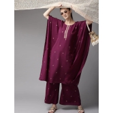 Women Burgundy & Golden Printed Kurta with Palazzos