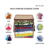 PrettyKrafts XL Saree Cover/sari organizer with handles and transparent front (15 * 12 * 15 In),(Pack of 4)