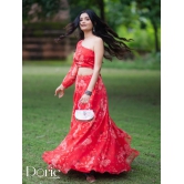 Red Organza Lehenga by Dorie