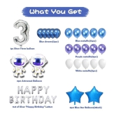 Party Propz Space Theme 3rd Birthday Decoration Combo with Foil Balloon, Latex Balloon & Chrome Balloon