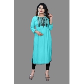 haya fashion - Turquoise Rayon Women's Straight Kurti ( Pack of 1 ) - None